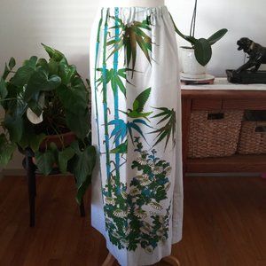 Alfred Shaheen Vintage Bamboo Graphic Elastic Waist Long Skirt